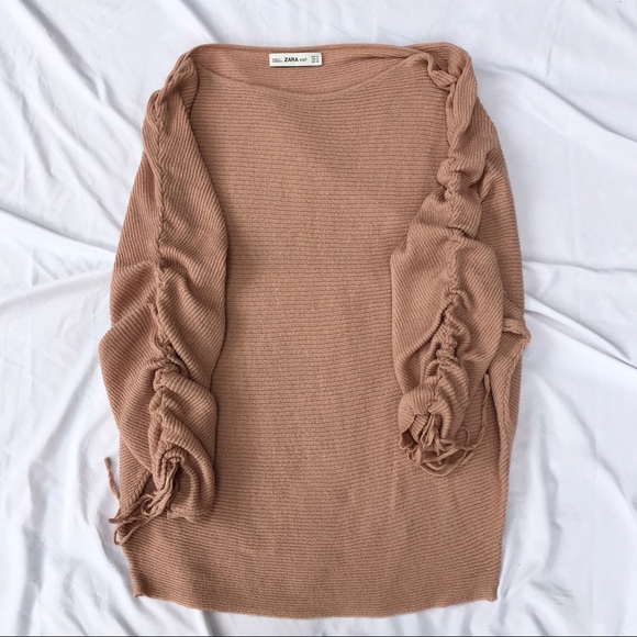 Blush dusty pink Zara slouchy dolman tie sweater - Picture 7 of 14
